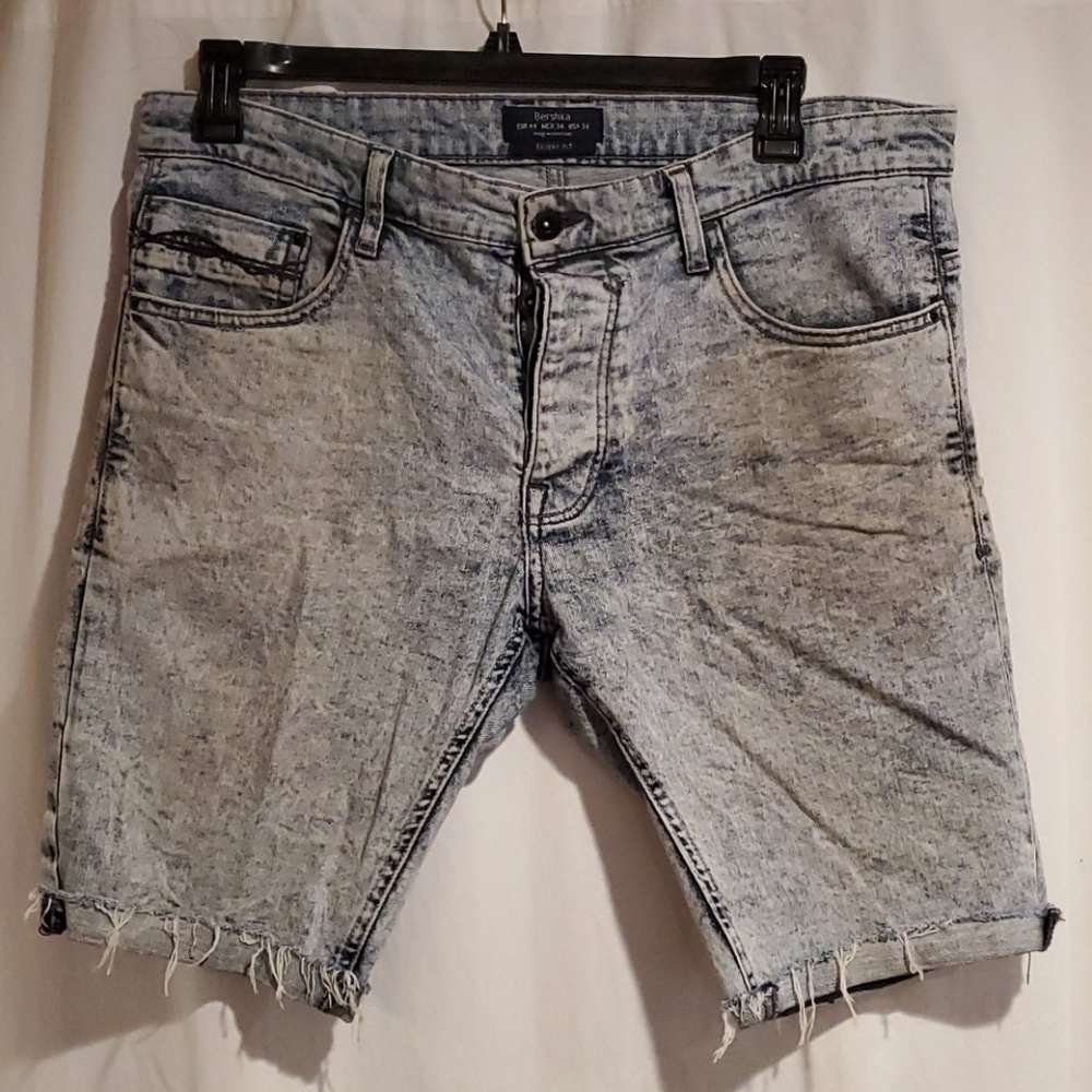 Bershka acid wash stretch denim shorts jorts